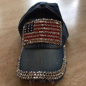 Adorable Jean Hat with Our Flag U.S.A.